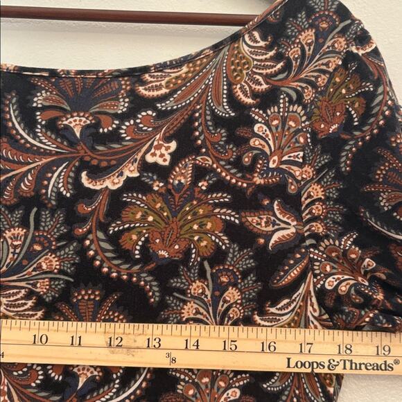 American Eagle Outfitters Womens Boho Paisley V-Neck Long Sleeve Romper M Brown - Picture 11 of 12